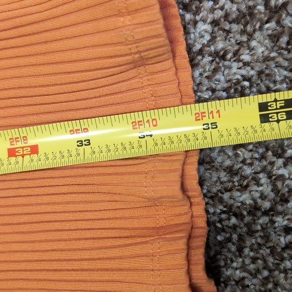 Aritzia Wilfred Free Orange Ribbed Long Sleeve Bodycon Mini dress Size Large - Picture 7 of 8